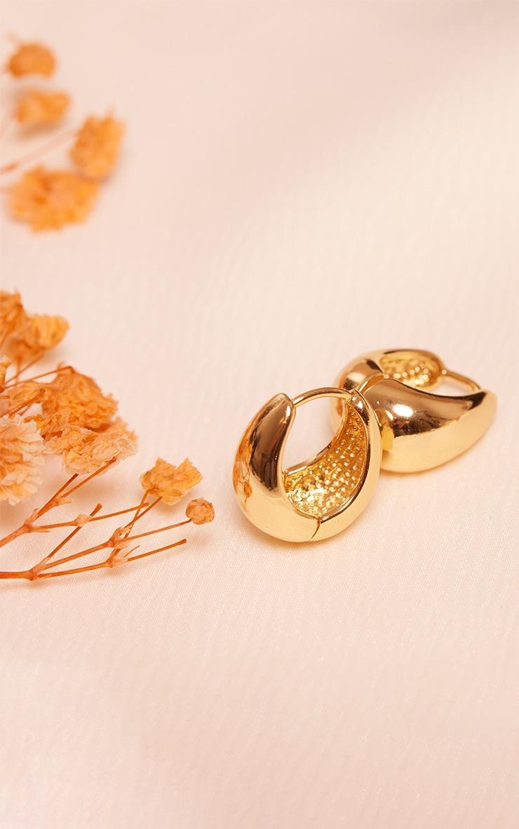 Real Gold Plated Drop Huggie Hoop Earrings Product Image