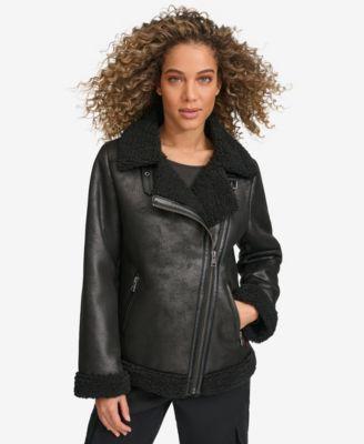 Levis Womens Faux Shearling Asymmetrical Moto Jacket Product Image