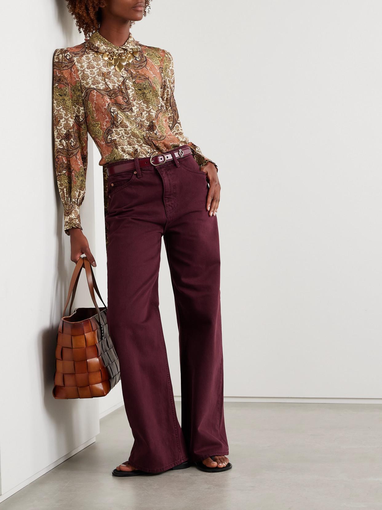 ULLA JOHNSON Willow Rigid Cuffed Wide-leg Jeans In Burgundy Product Image