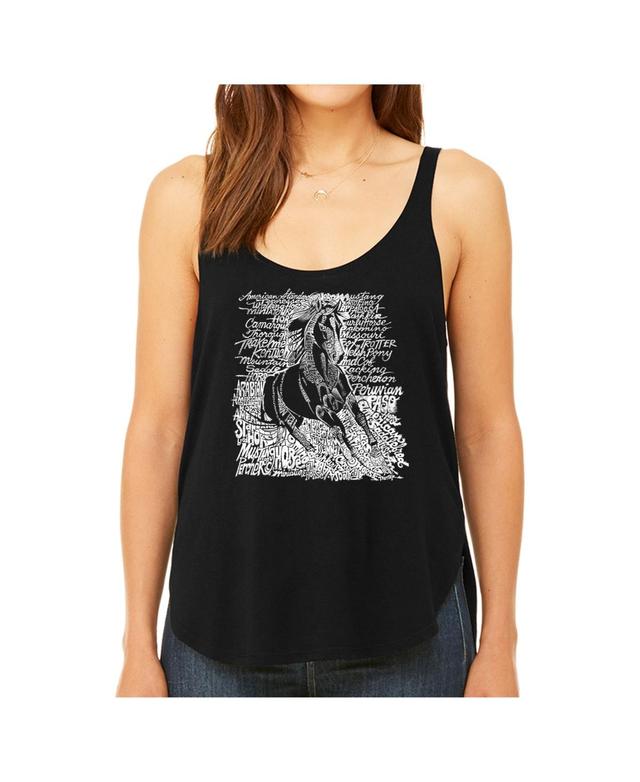 La Pop Art Womens Premium Word Art Flowy Tank Top- Popular Horse Breeds Product Image