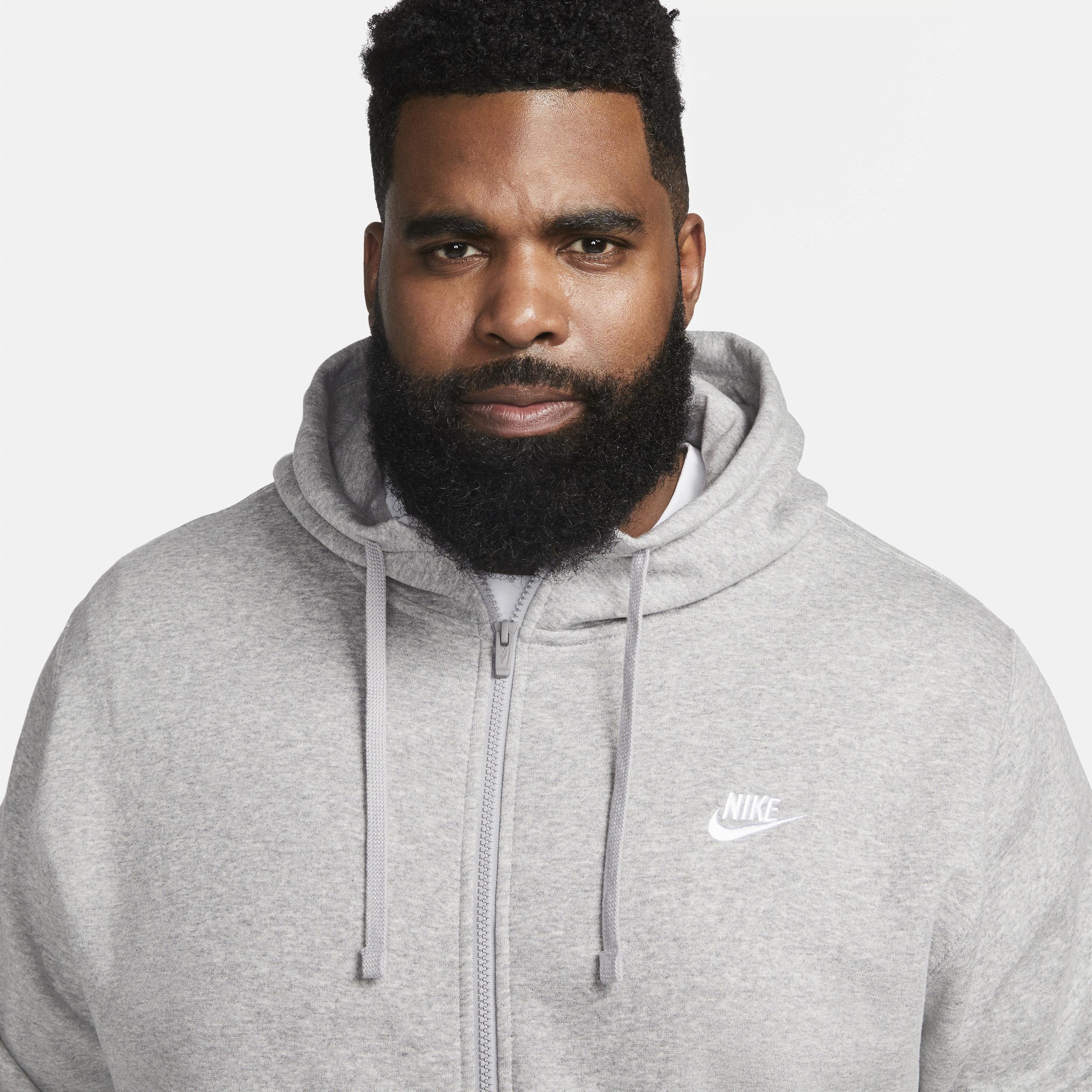 Nike Mens Nike Club Full-Zip Hoodie - Mens White/Dark Grey Heather Product Image