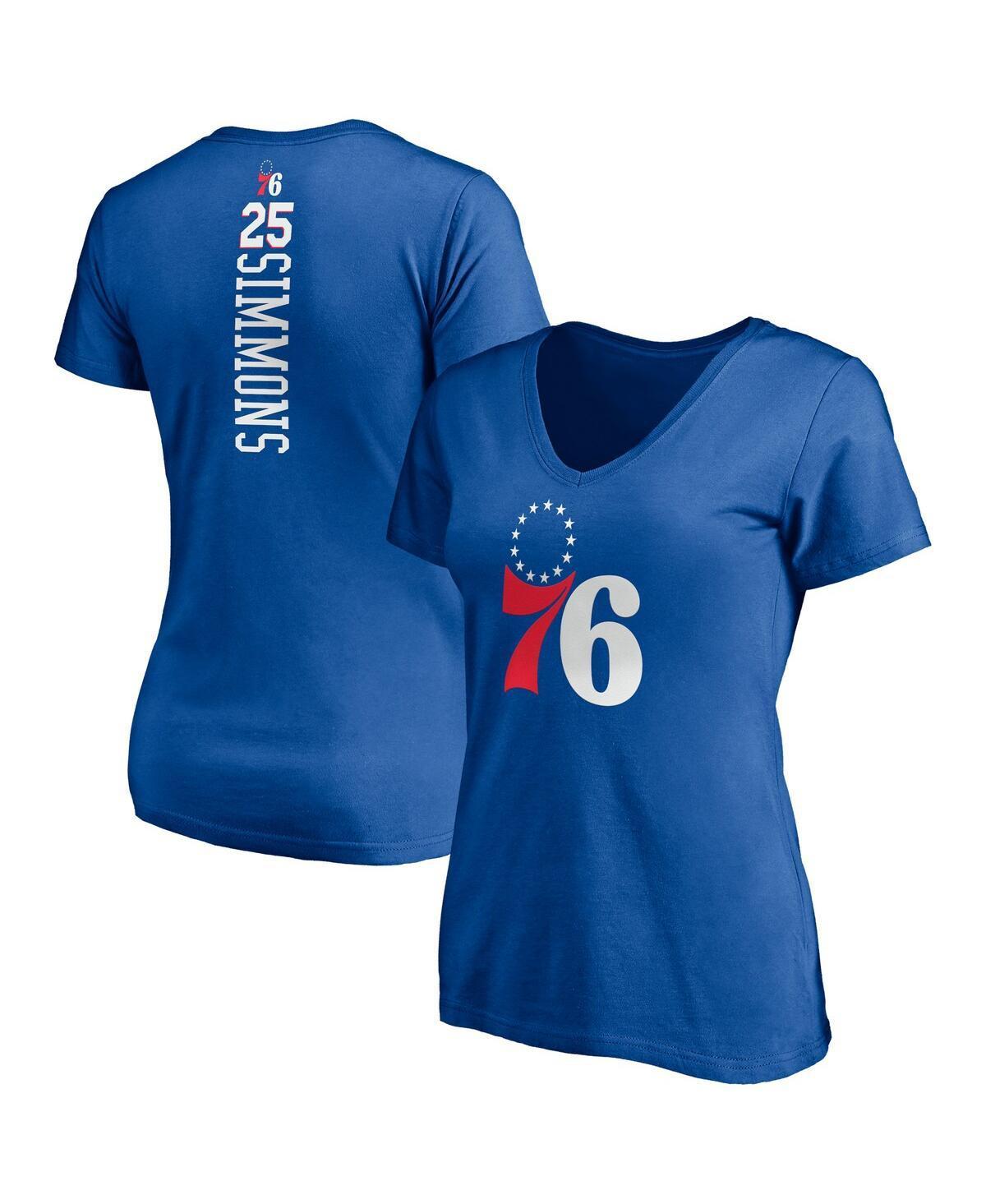 Womens Ben Simmons Royal Philadelphia 76Ers Playmaker Logo Name Number V-Neck T-Shirt Product Image