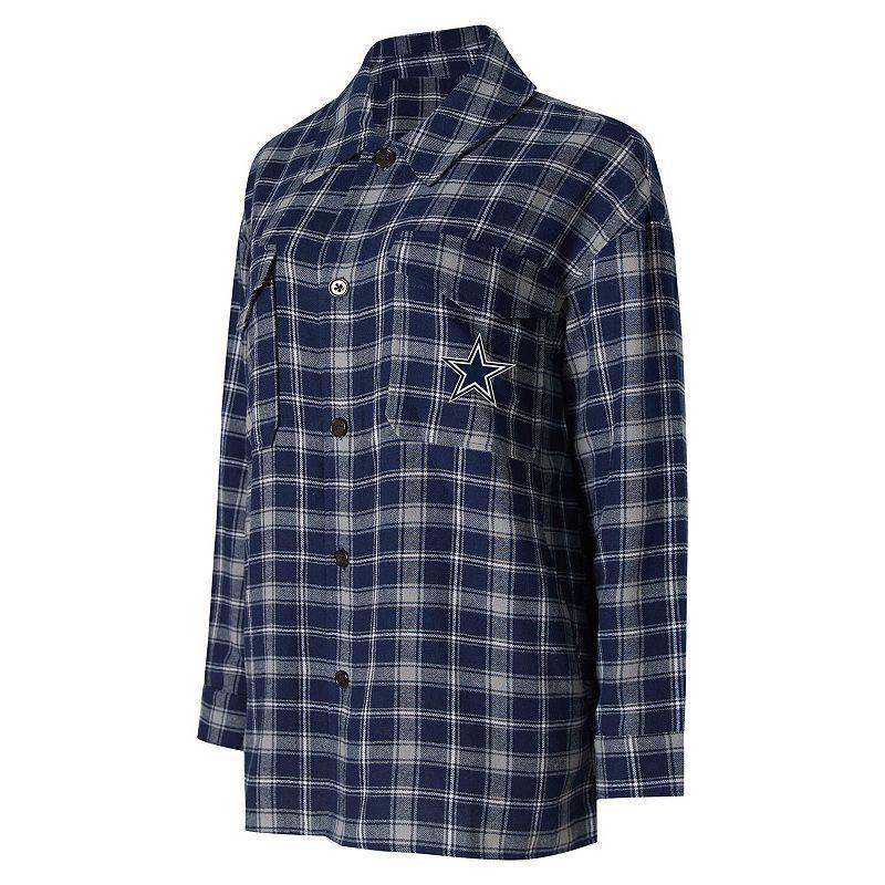 Womens Concepts Sport Dallas Cowboys Arctic Boyfriend Flannel Nightshirt Blue Product Image