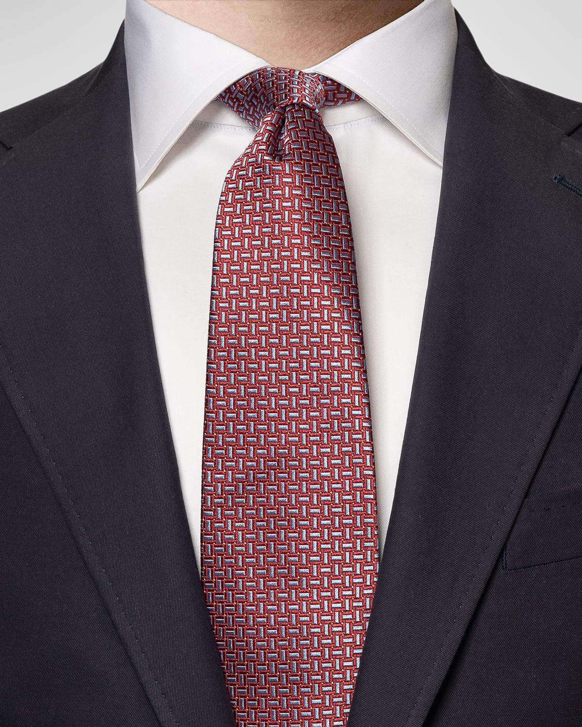 Mens Geometric Woven Silk Tie Product Image