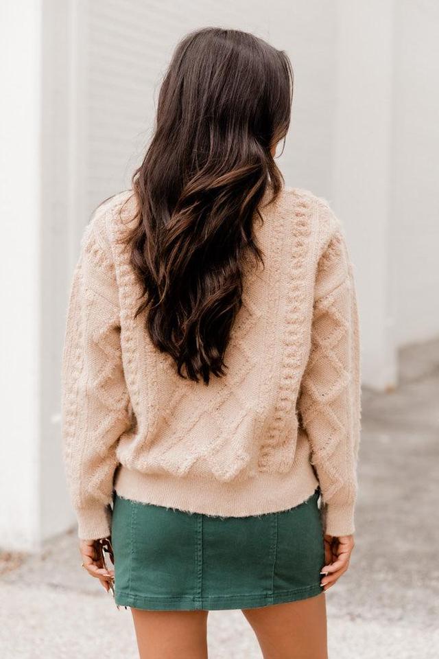 On The Way There Tan Cable Knit Sweater Product Image