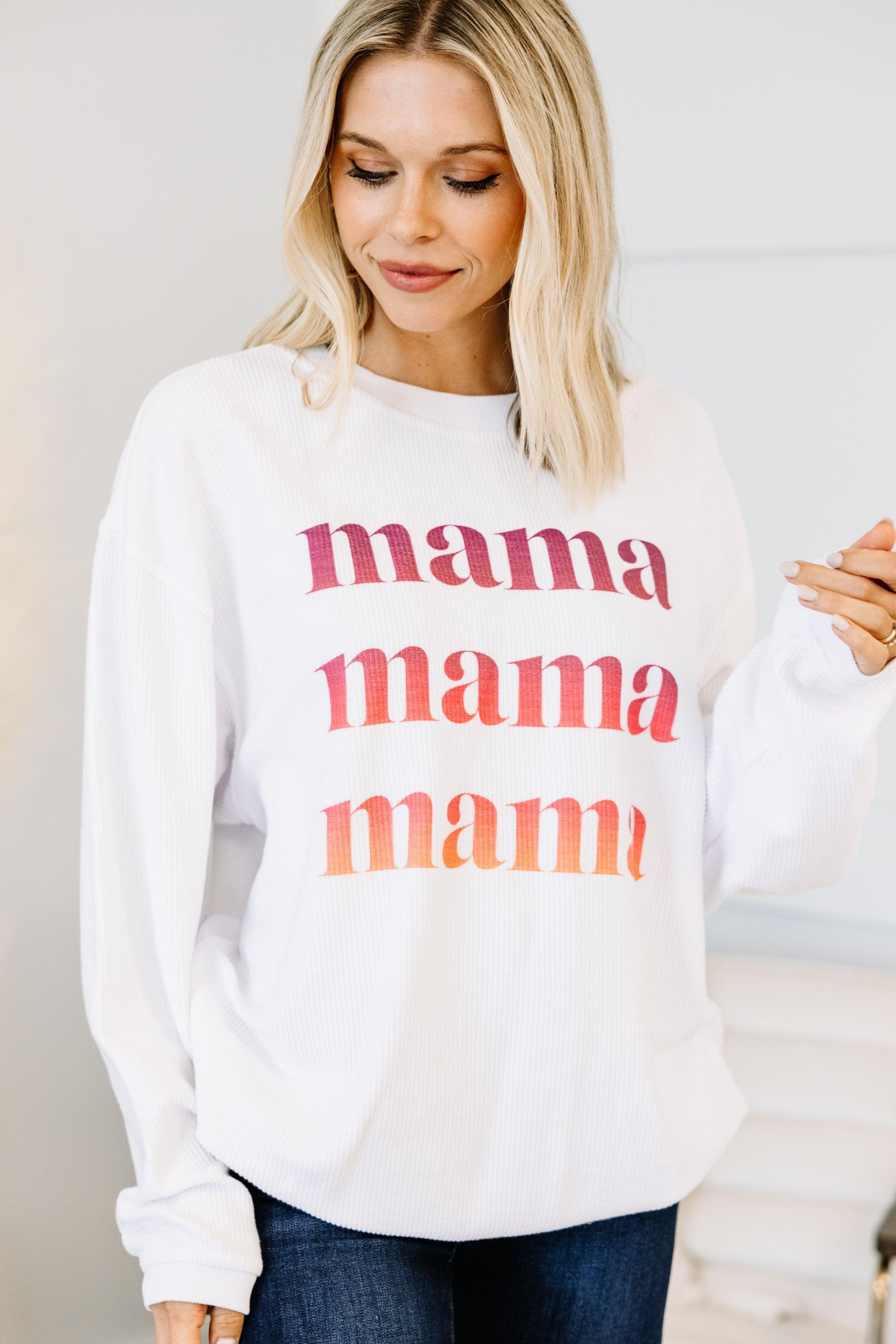 Ombre Mama White Corded Graphic Sweatshirt Female Product Image