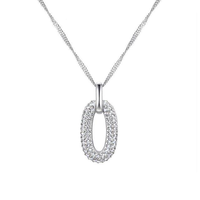 Chrystina Crystal Oval Pendant Necklace, Womens Silver Tone Product Image