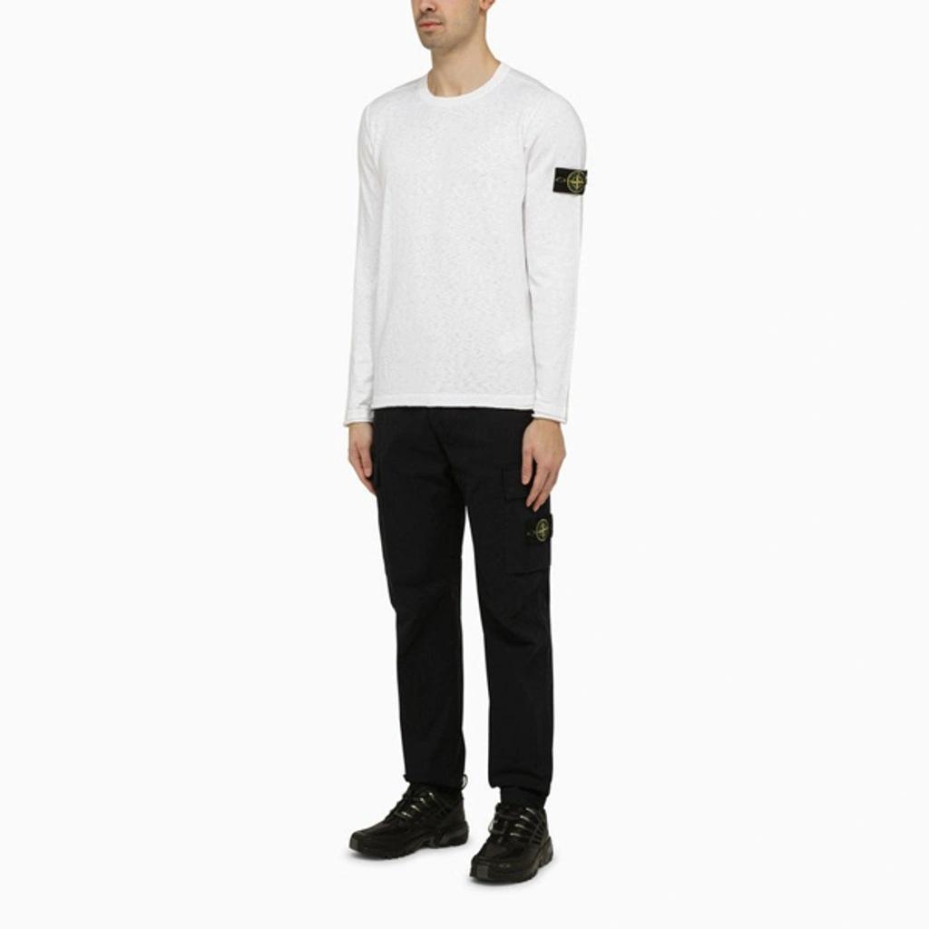 Cotton Blend Crew-neck Sweater In White Product Image