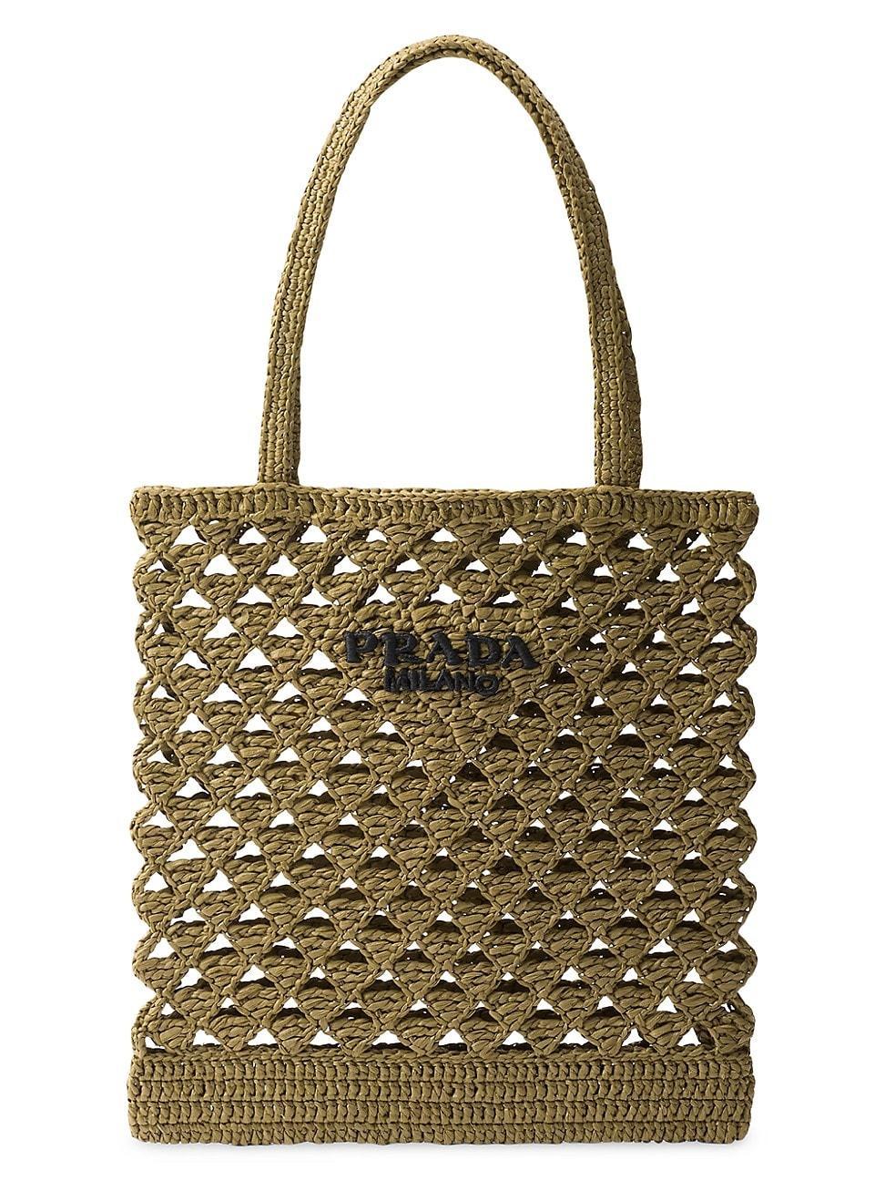 Womens Woven Fabric Crochet Tote Bag product image