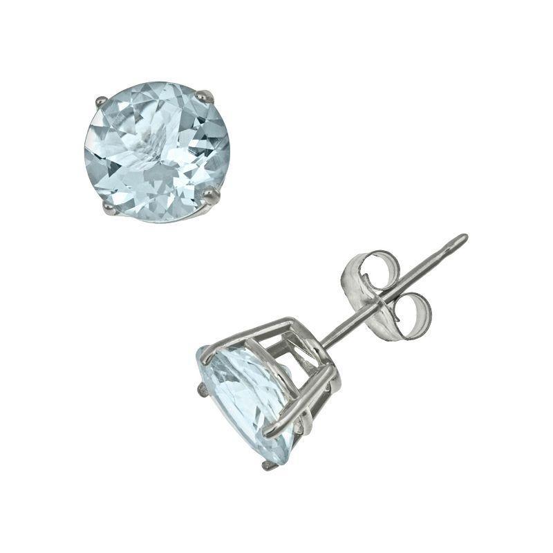 Celebration Gems Sterling Silver Aquamarine Stud Earrings, Womens, Blue Product Image