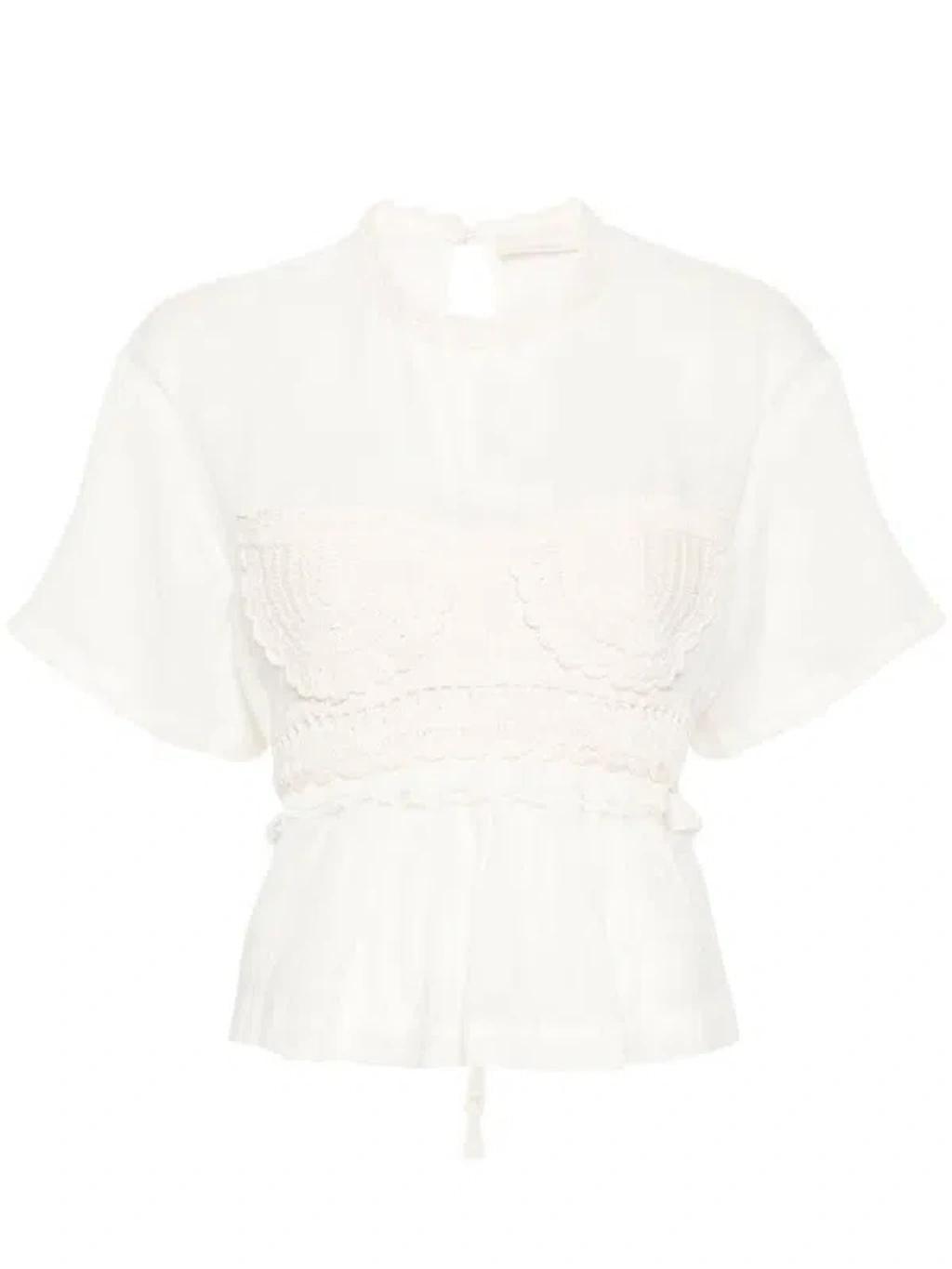 ULLA JOHNSON Cari Crochet-panelling Blouse In White product image