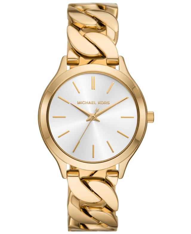 Michael Kors Womens Slim Runway Three-Hand Silver-Tone Stainless Steel Watch 38mm Product Image