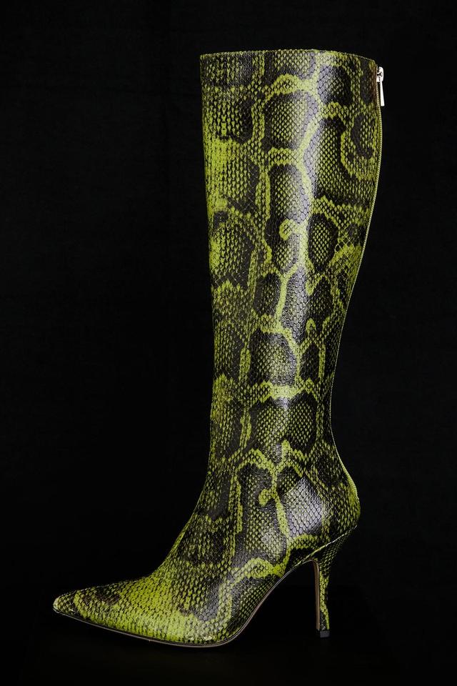 Royale Green Print Knee High Boots Product Image