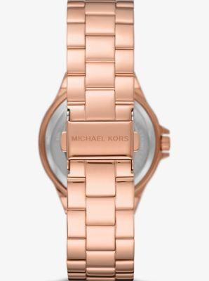 Michael Kors Womens Lennox Three Hand Gold-Tone Stainless Steel Bracelet Watch 37mm Product Image