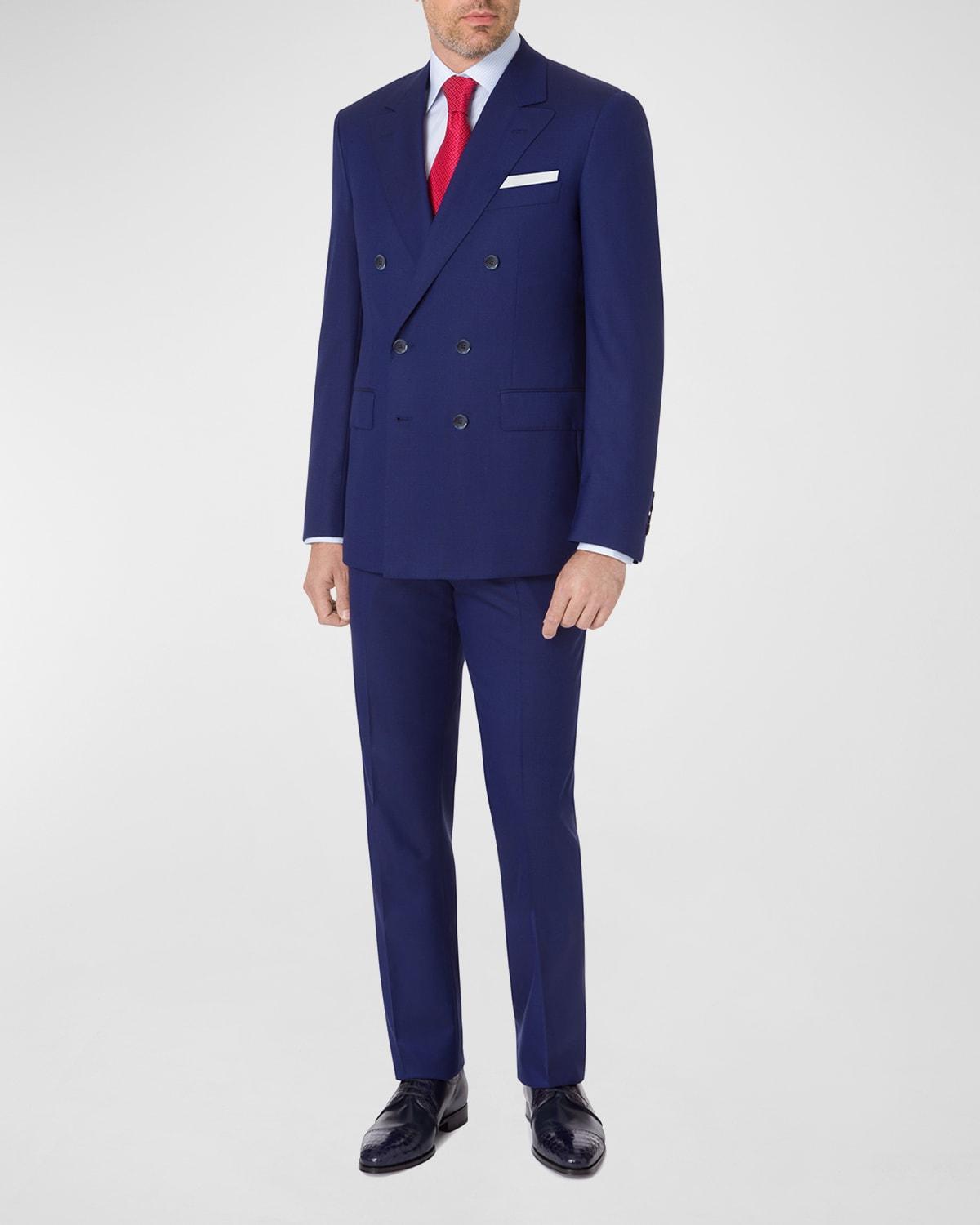 Mens Double-Breasted Wool Two-Piece Suit Product Image