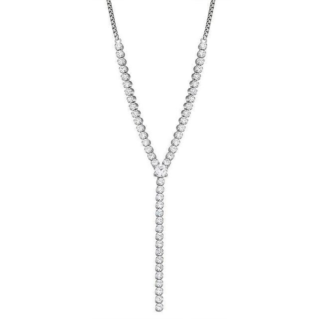 Unbranded Sterling Silver Cubic Zirconia Y Necklace, Women's, Size: 17", White - Size: 17" Product Image