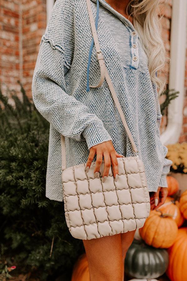 Park Avenue Cutie Faux Leather Quilted Purse in Beige Product Image