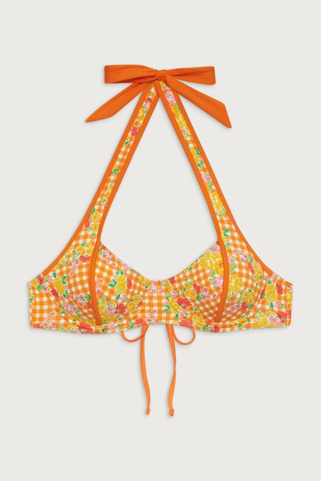 Fin Floral Underwire Bikini Top - Marigold Gingham Product Image