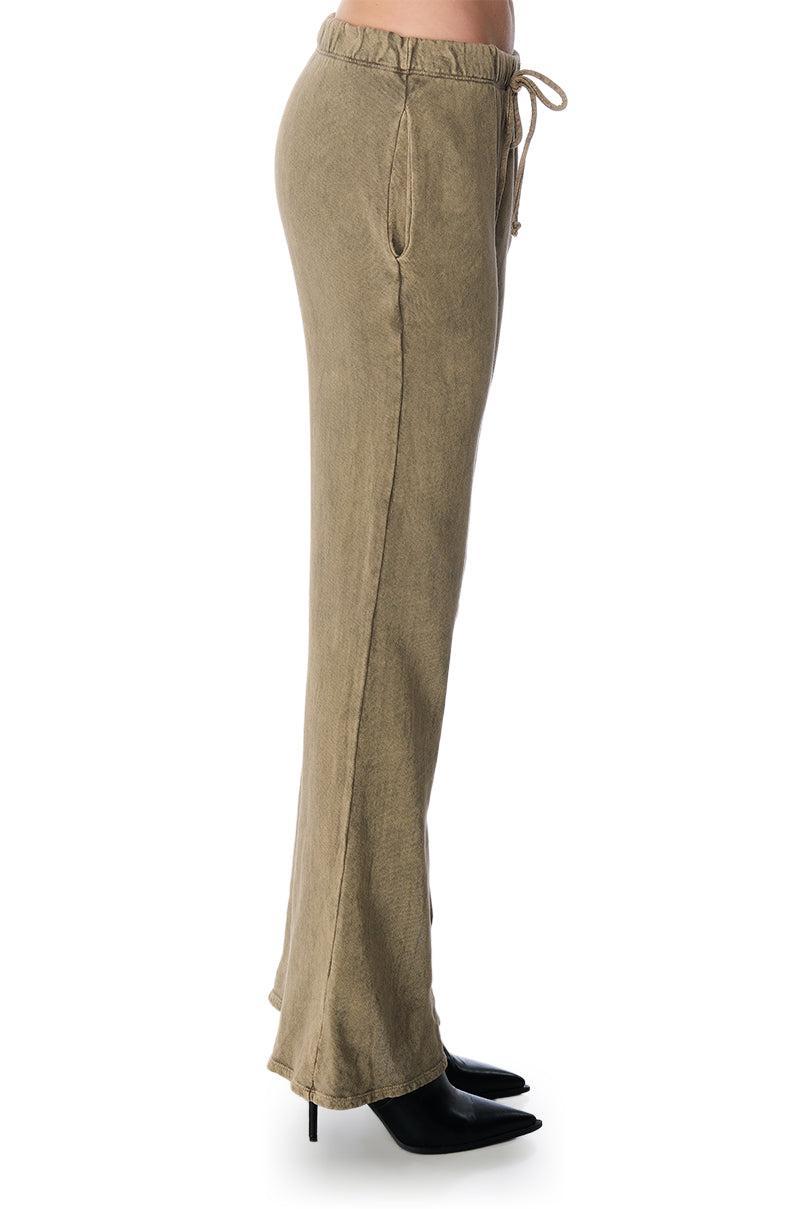 JOJO MINERAL WASH WIDE LEG SWEATPANT IN LIGHT BROWN Product Image