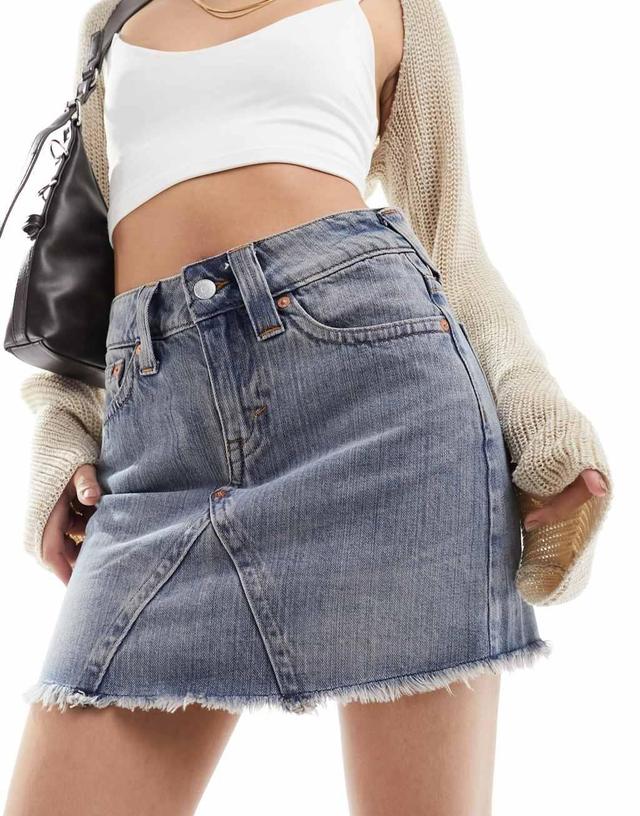 Weekday Ventura denim mini skirt in blue Product Image