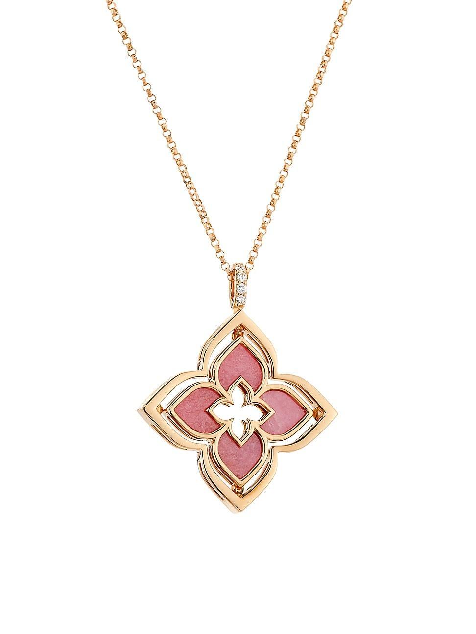 Womens Venetian Princess Pirouette 18K Rose Gold, Rhodonite & 0.12 TCW Diamond Necklace Product Image