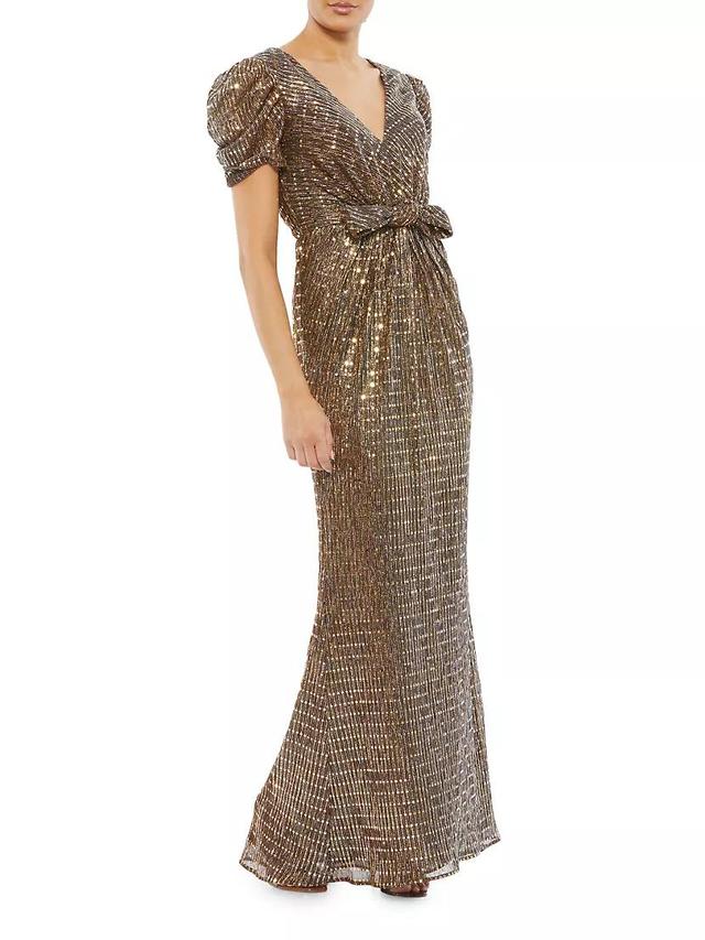 Metallic Puff-Sleeve Gown Product Image