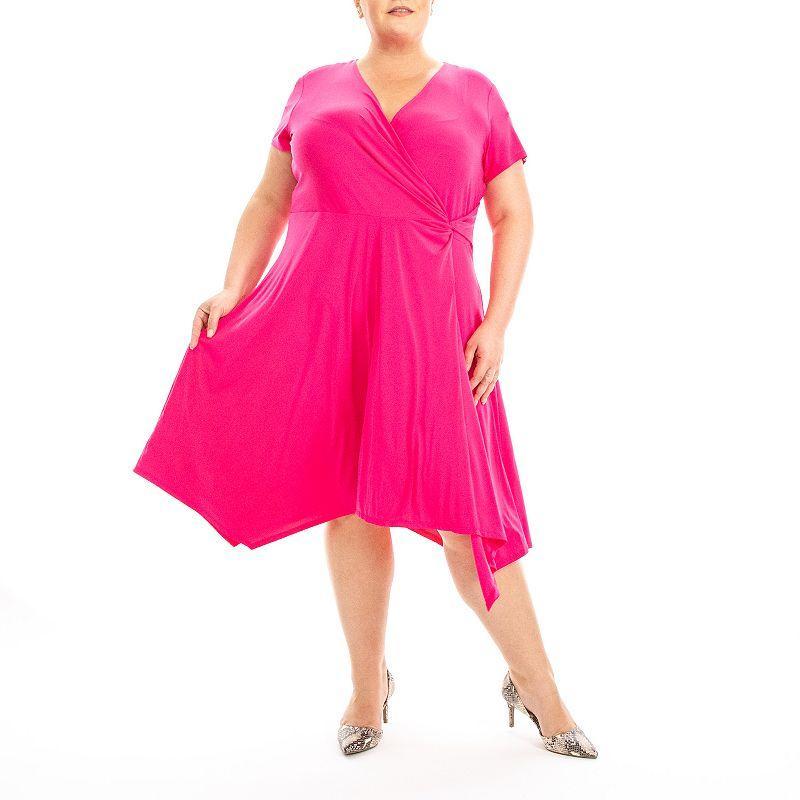 Plus Size Nina Leonard Uneven Hem Dress, Womens Product Image