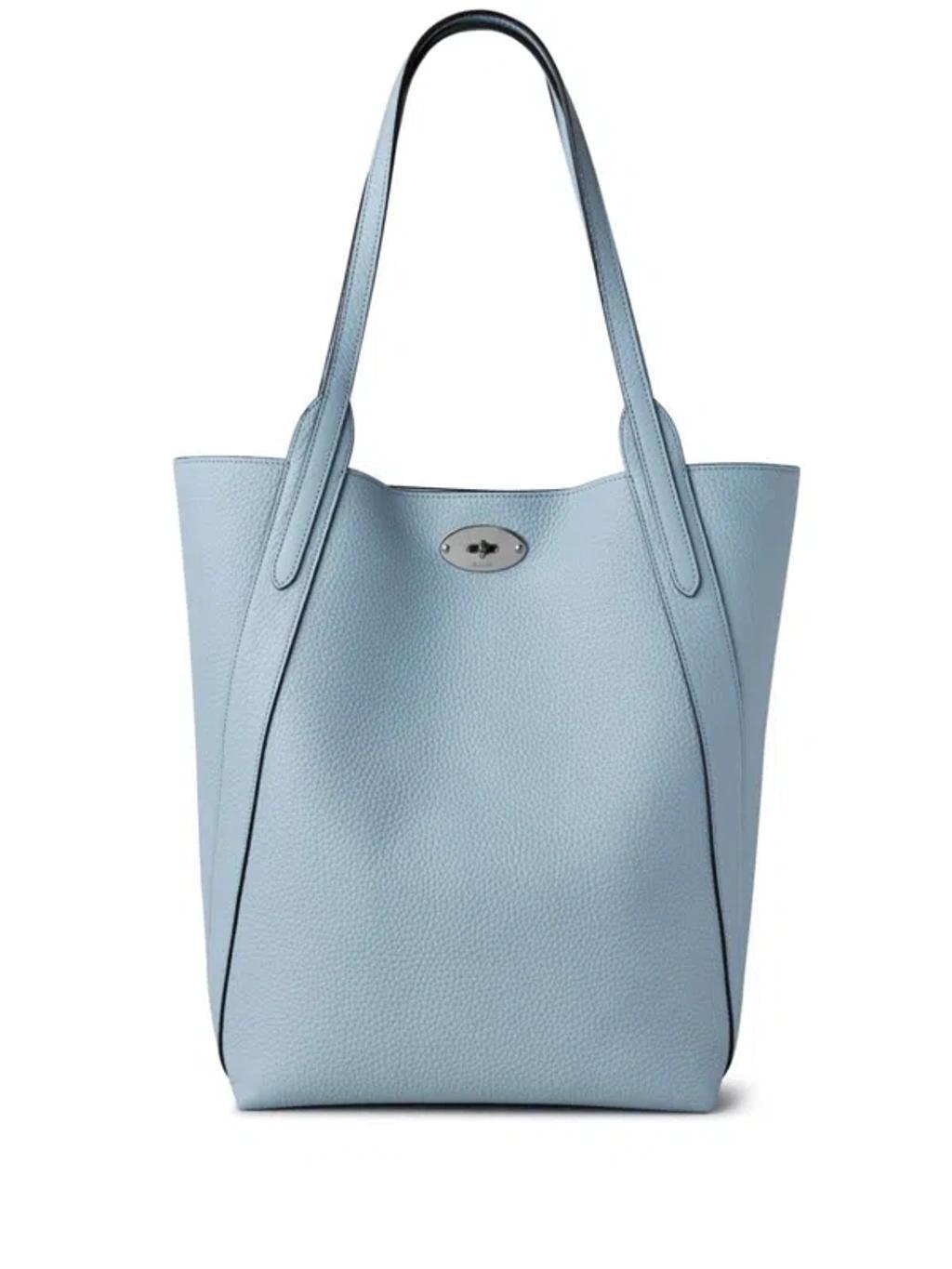 MULBERRY North South Bayswater Leather Tote Bag In Light Blue Product Image