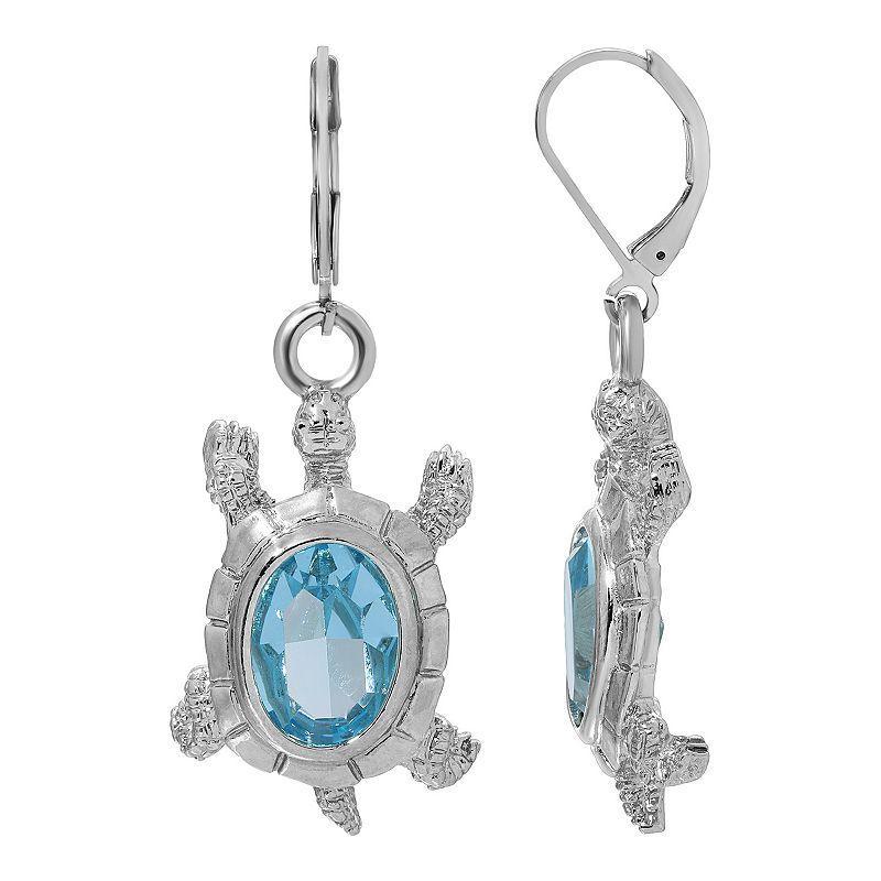 1928 Crystal Turtle Drop Earrings, Womens, Blue Product Image