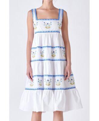 English Factory Womens Embroidered Midi Dress - Ivory Product Image