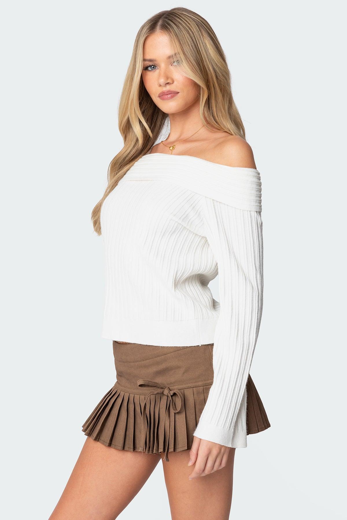 Brandy Fold Over Ribbed Sweater Product Image