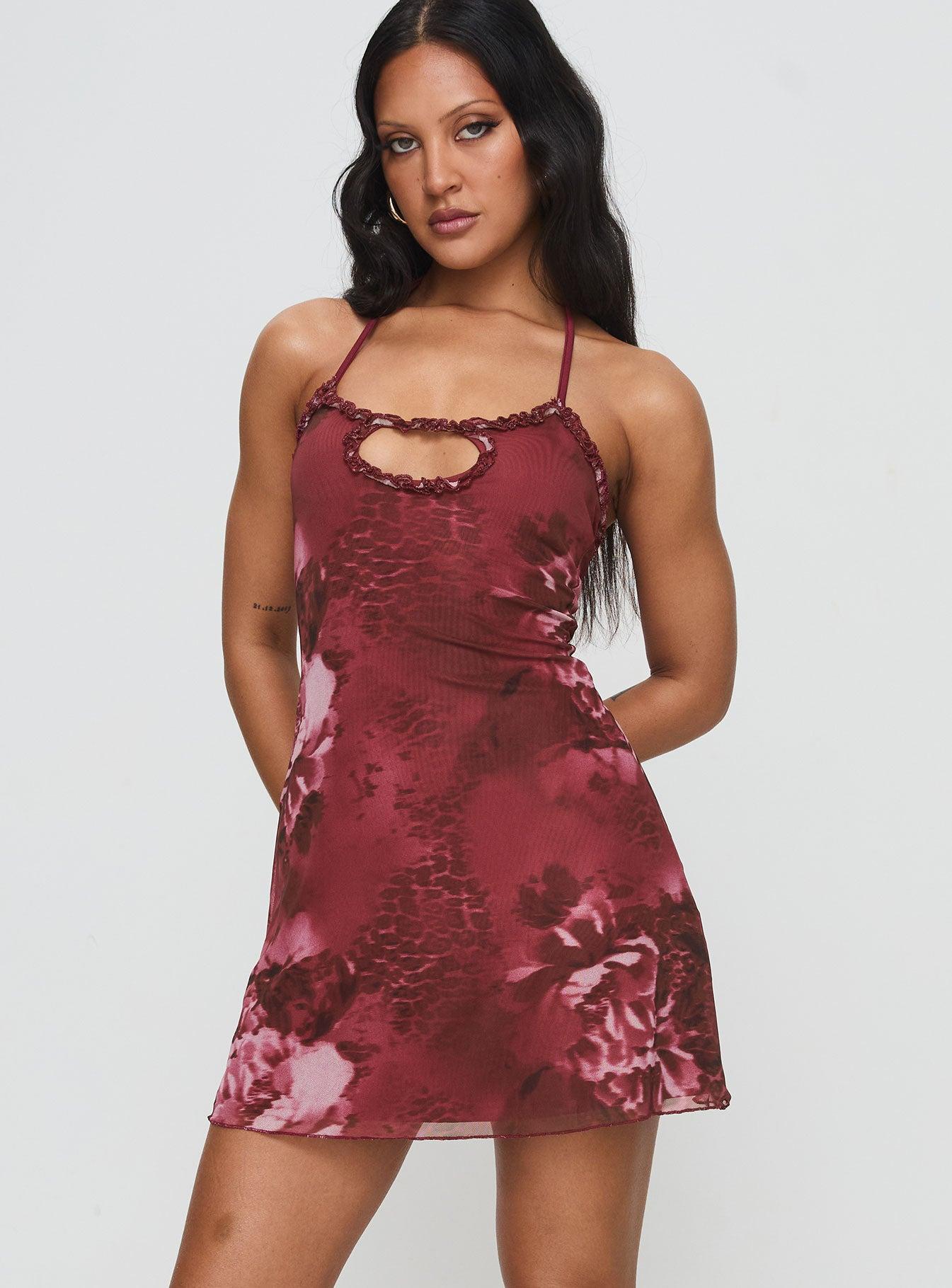 Hellita Mini Dress Red Floral Product Image