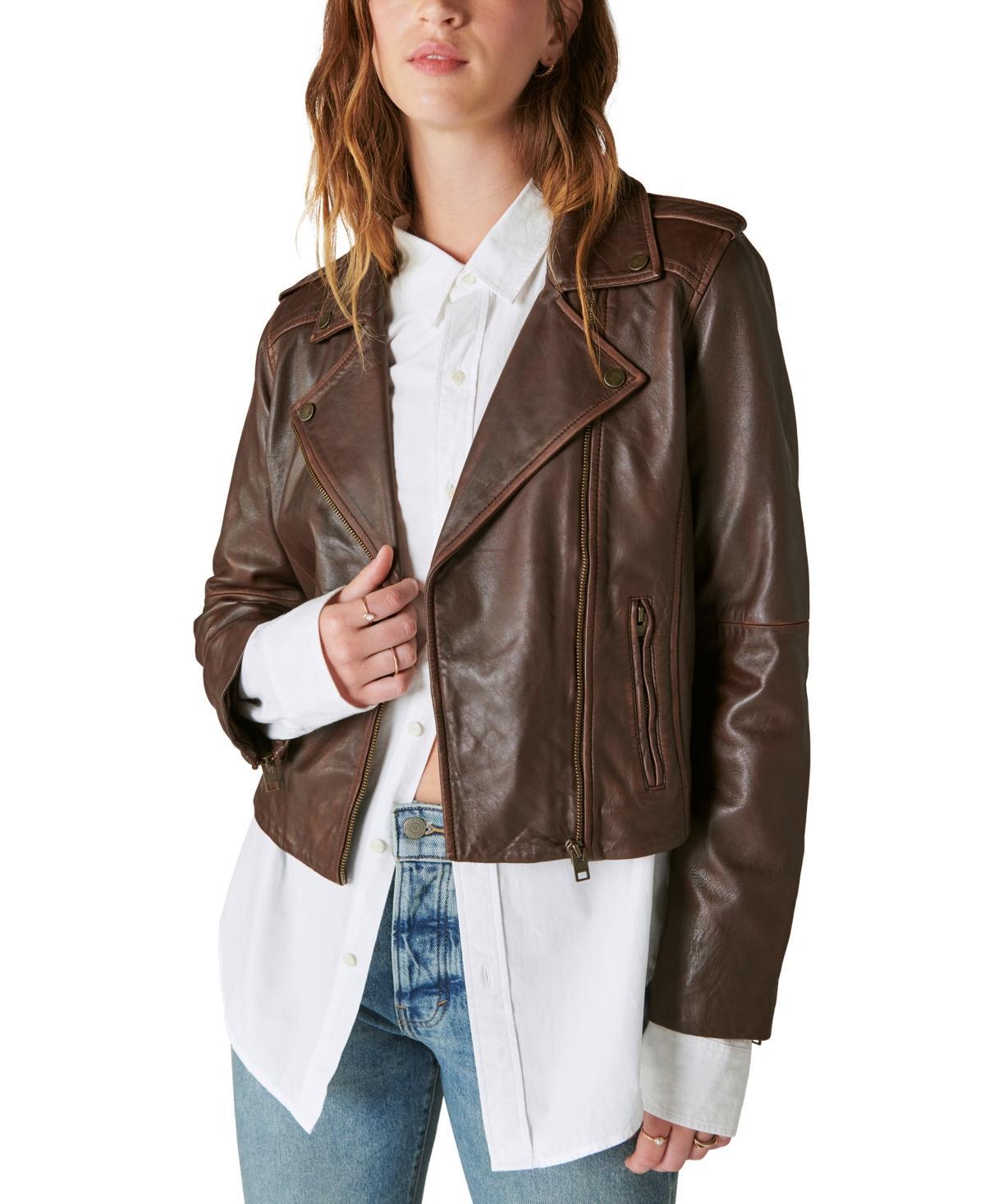 Lucky Brand Womens Classic Leather Moto Jacket product image