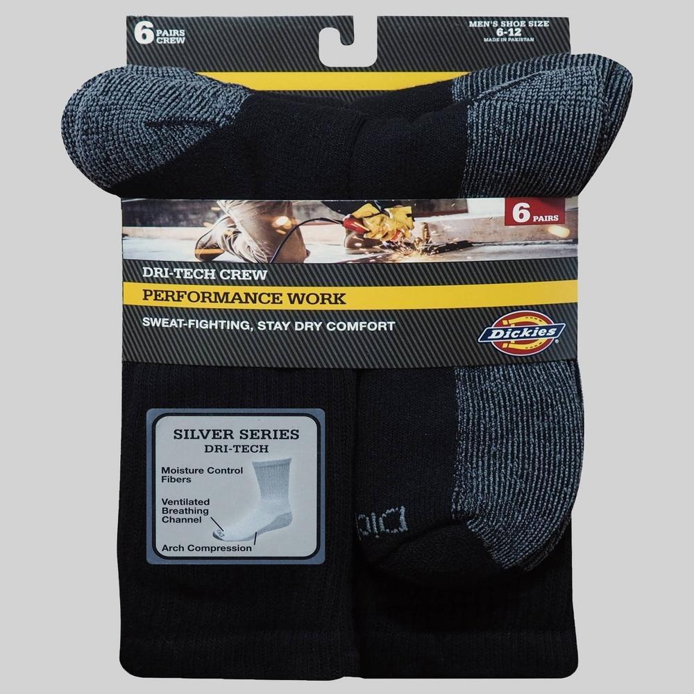 Mens Dickies 6-pack Dri-Tech Comfort Moisture-Control Crew Socks Product Image