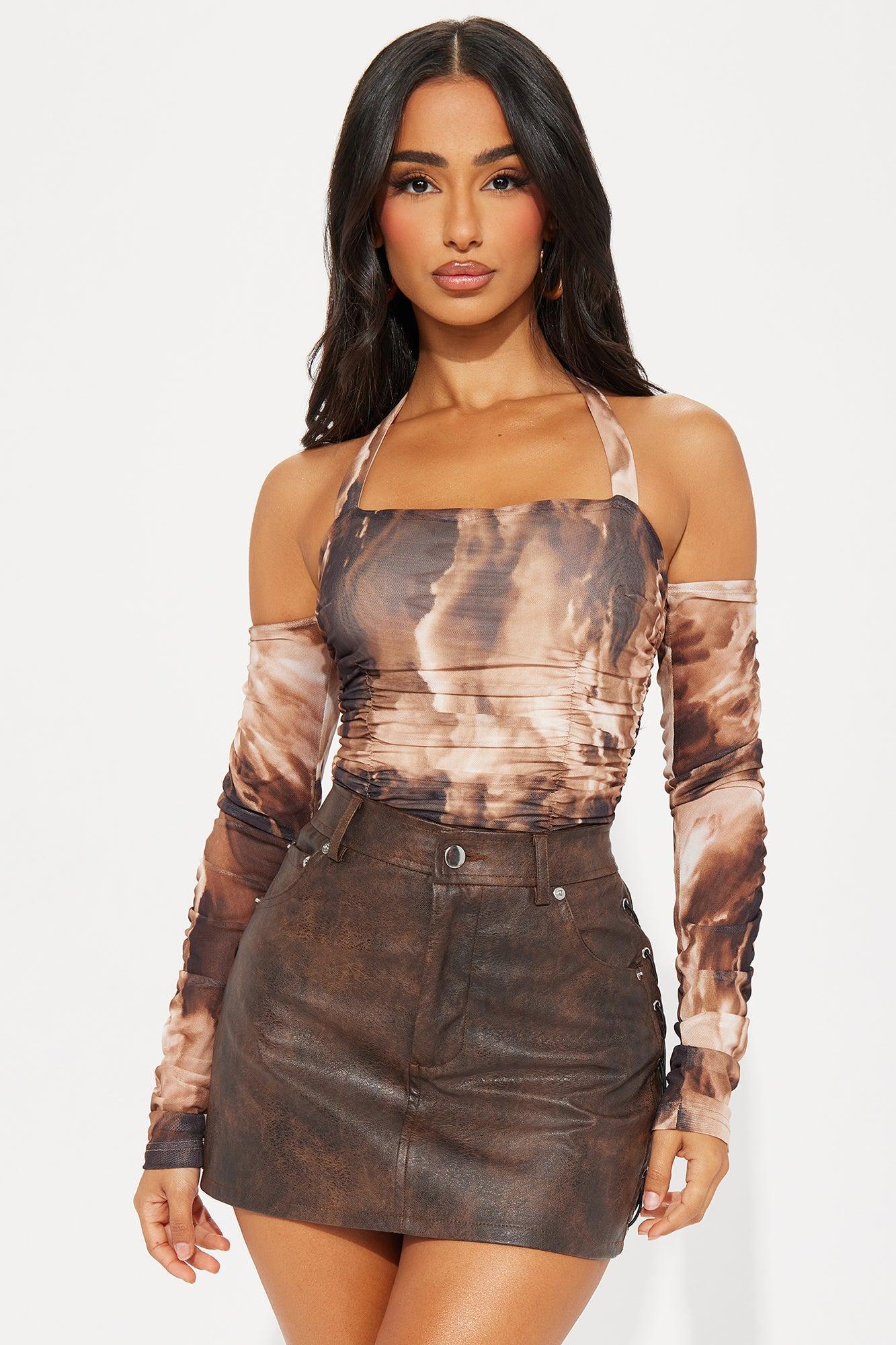 Best Interest Mesh Bodysuit - Brown/combo Product Image