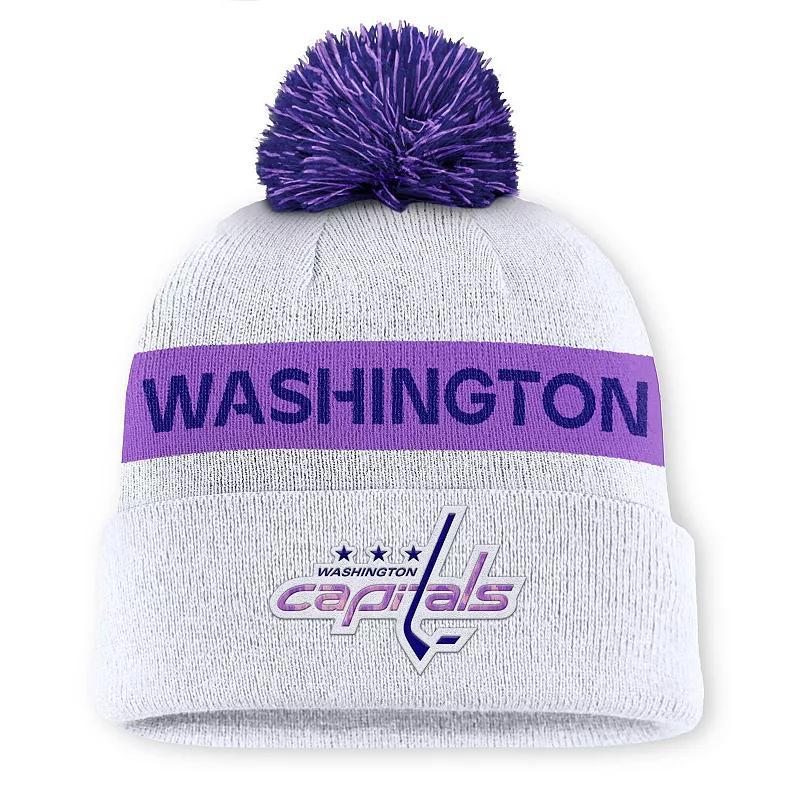 Mens Fanatics Washington Capitals Hockey Fights Cancer Authentic Pro Cuffed Knit Hat with Pom Product Image