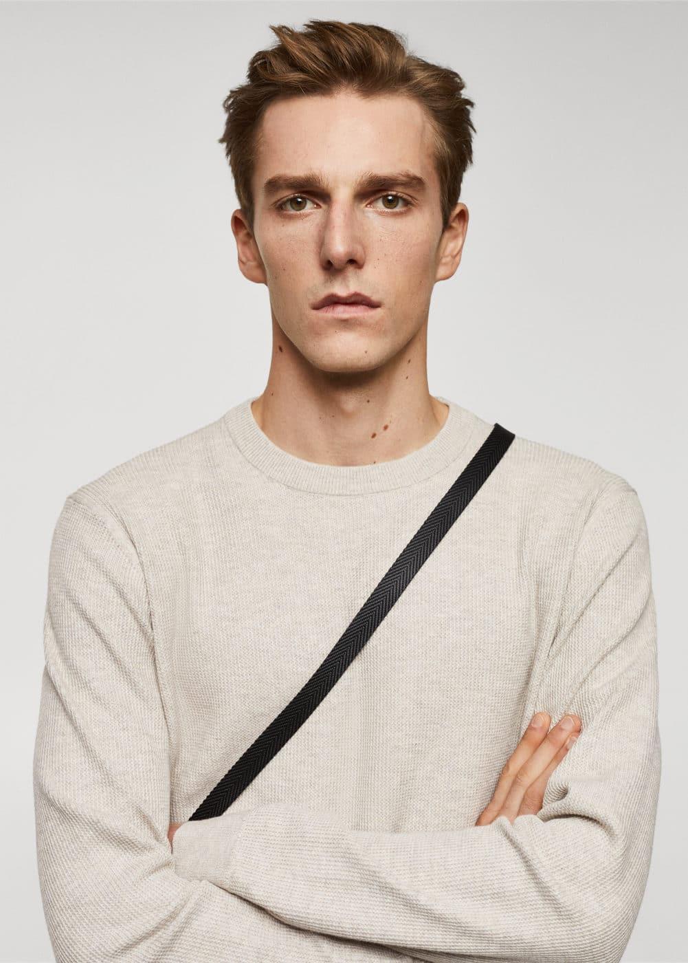 MANGO MAN - Structured cotton sweater beigeMen Product Image