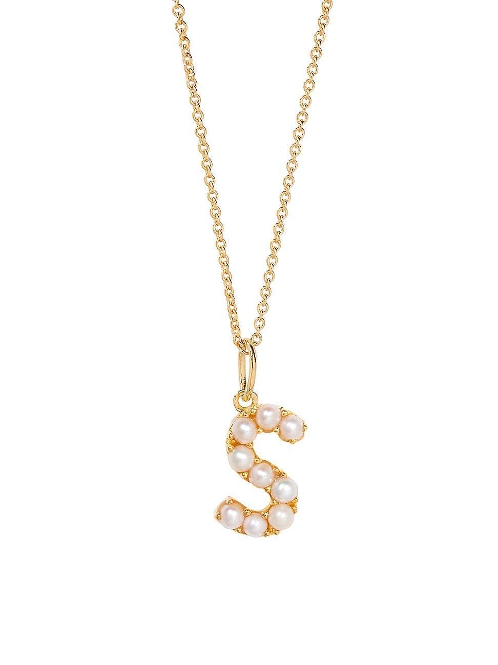 Womens Bridget Initial 14K-Gold-Plated & Freshwater Pearl Necklace Product Image