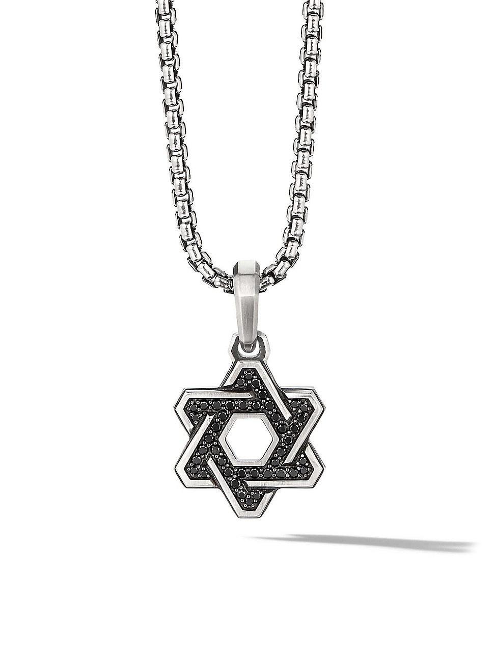 Mens Deco Star of David Pendant with Pav Black Diamonds Product Image