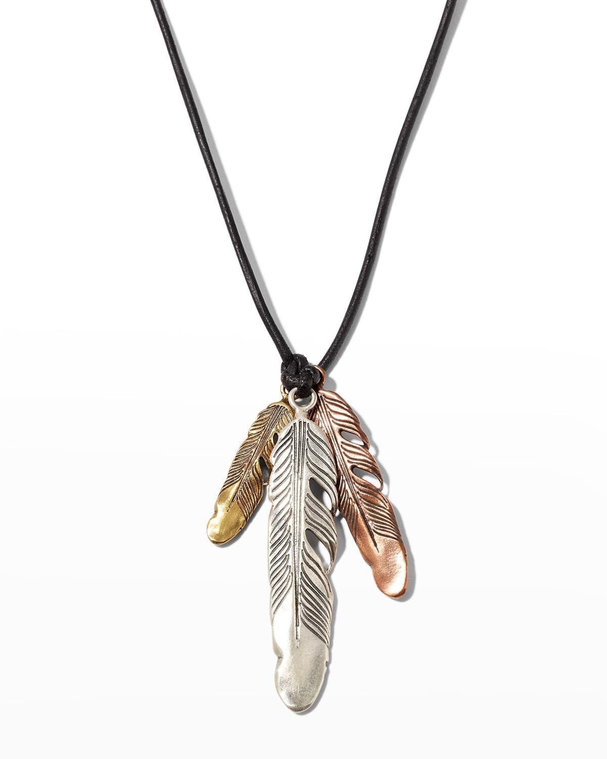 John Varvatos Mixed Feather Pendant Necklace Product Image