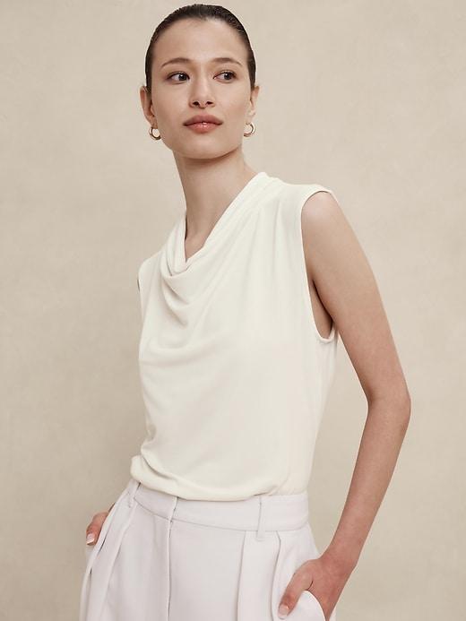 Cowl-Neck Crepe Tank Product Image