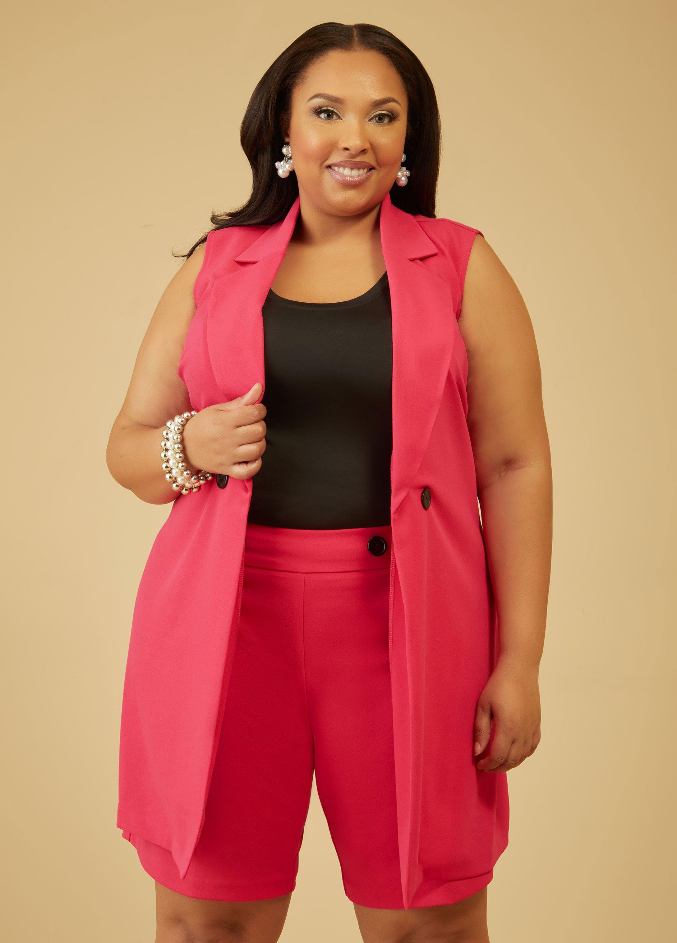 Plus Size Button Embellished Vest Ashley Stewart Product Image