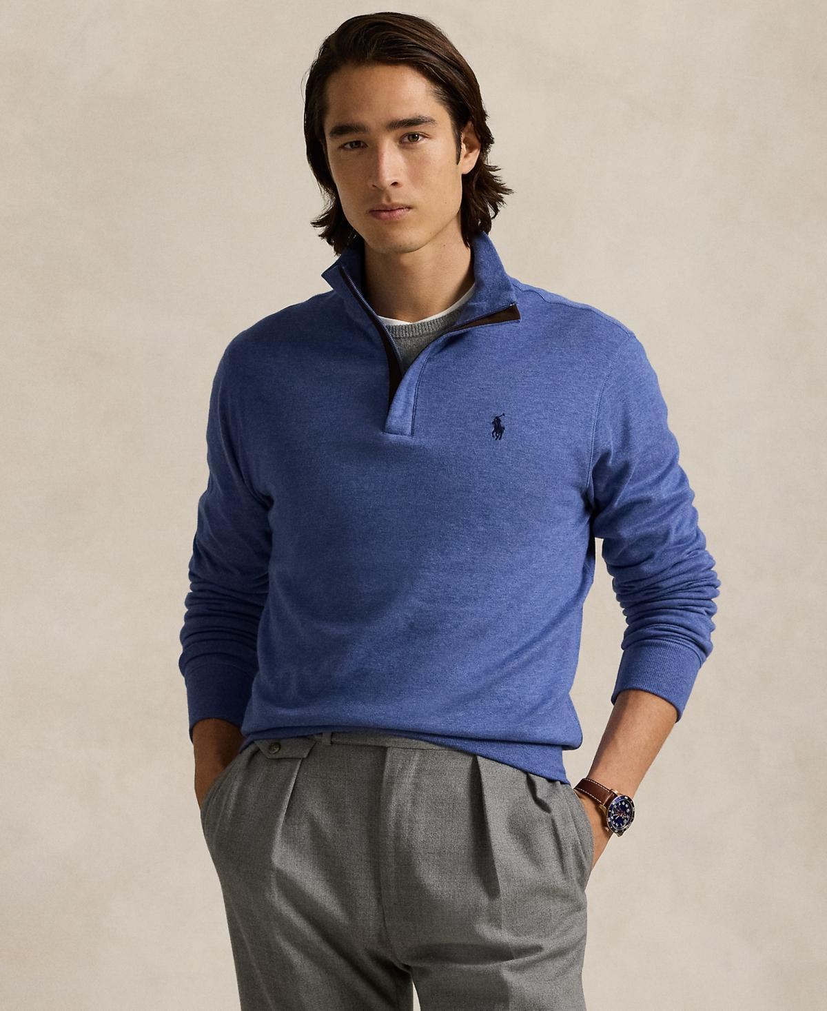 Mens Cotton Long-Sleeve Quarter-Zip Sweater Product Image