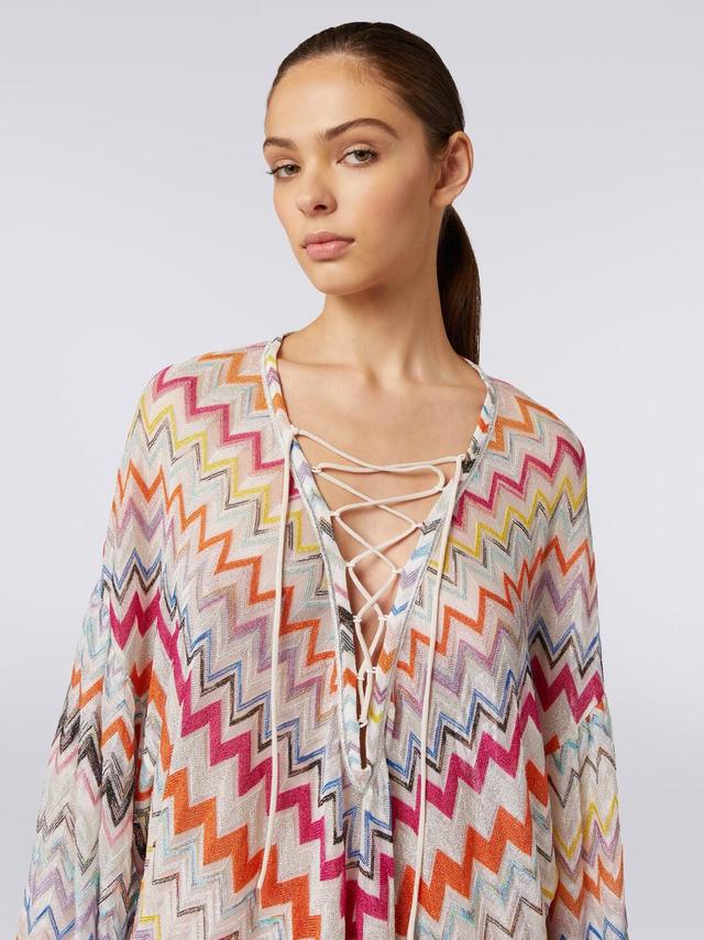 Short cover-up kaftan with zigzag pattern and lurex Multicoloured | Missoni Product Image