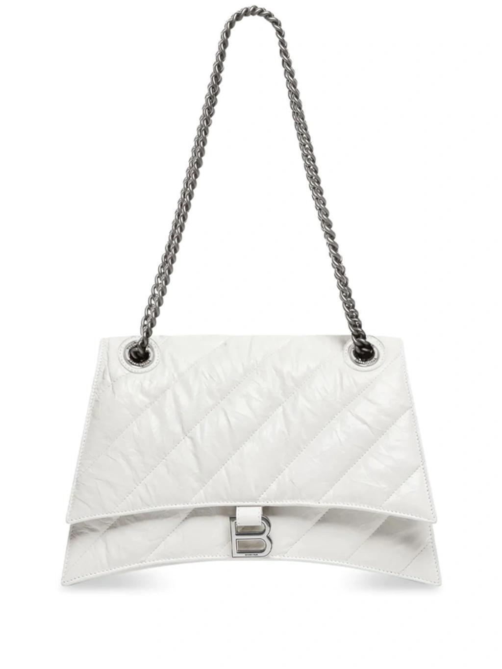 Crush Chain-strap Shoulder Bag In White Product Image