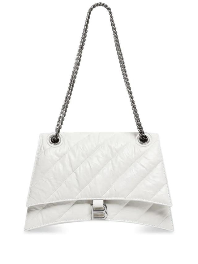 Crush Chain-strap Shoulder Bag In White Product Image