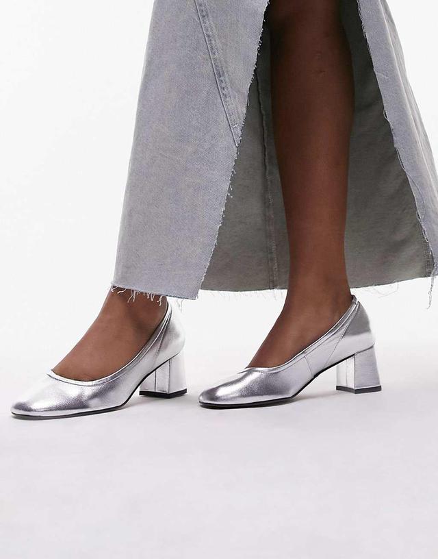 Topshop Elana leather heeled ballerina shoe Product Image