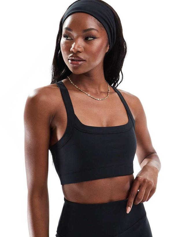 ASOS 4505 Icon medium support square neck sports bra in black Product Image