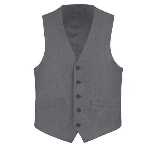 Gray Slim Fit Vest Single Breasted 5 Button Design Product Image