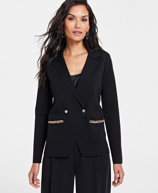 I.n.c. International Concepts Womens Braid-Trim Notch-Collar Sweater Blazer, Created for Macys Product Image